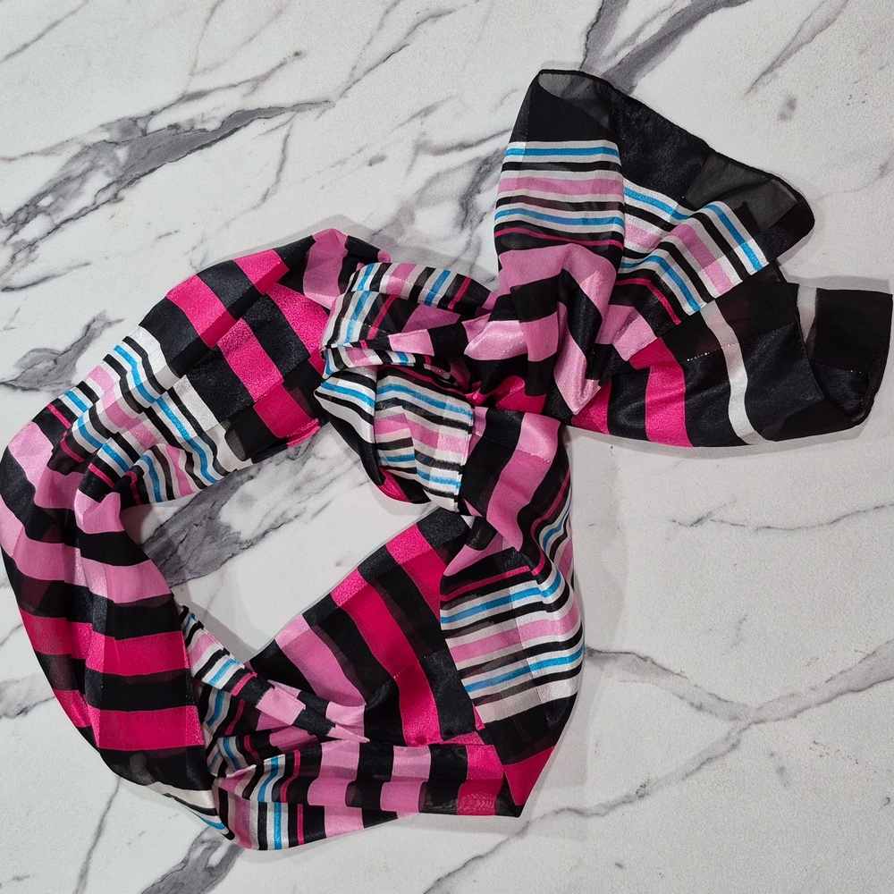 Striped Scarf W Metallic Thread 15x58"